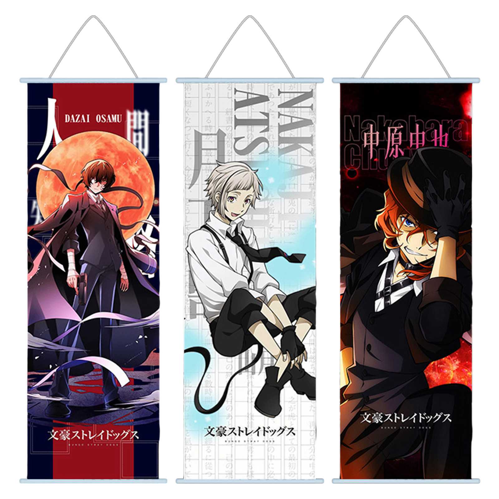 Riapawel Anime BUNGO Stray Dogs Wall Scroll Poster, Super Kawaii Anime Character Poster Wall Sticker Hanging Paintings for Home Decor, H03